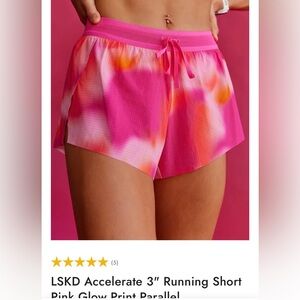 LSKD Women's Pink Glow Running Shorts